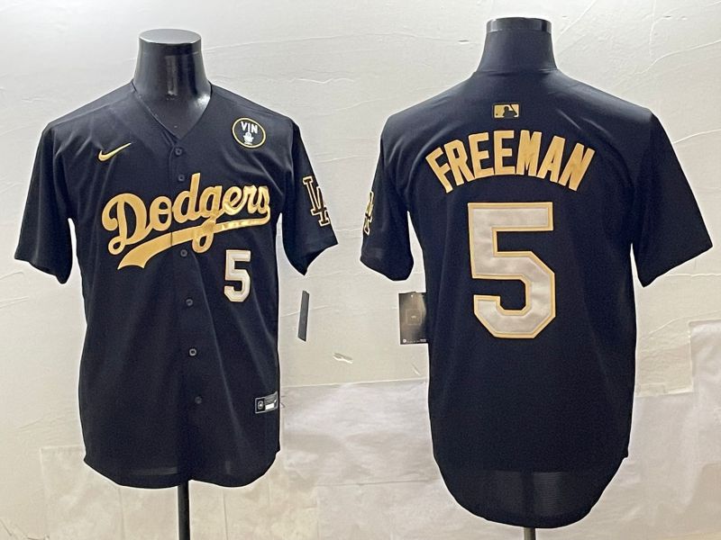 Men Los Angeles Dodgers #5 Freeman Black Gold Nike 2025 MLB Jersey style 4259